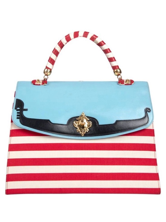 Moschino Handbags - MOSCHINO COUTURE "I Love Venice" Blue Red White Top Handle Bag & Strap
